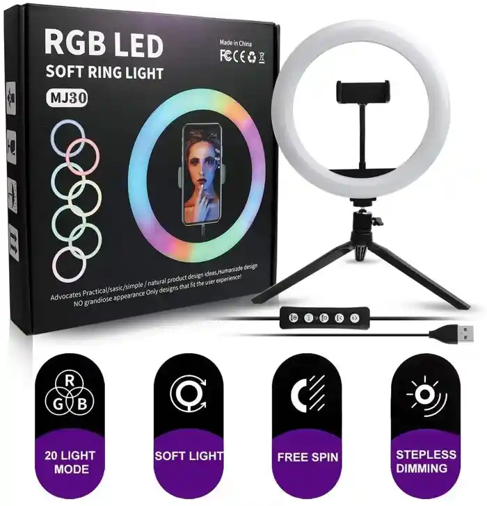 MJ26 RGB LED Soft Ring Light 26cm 10" multi colur