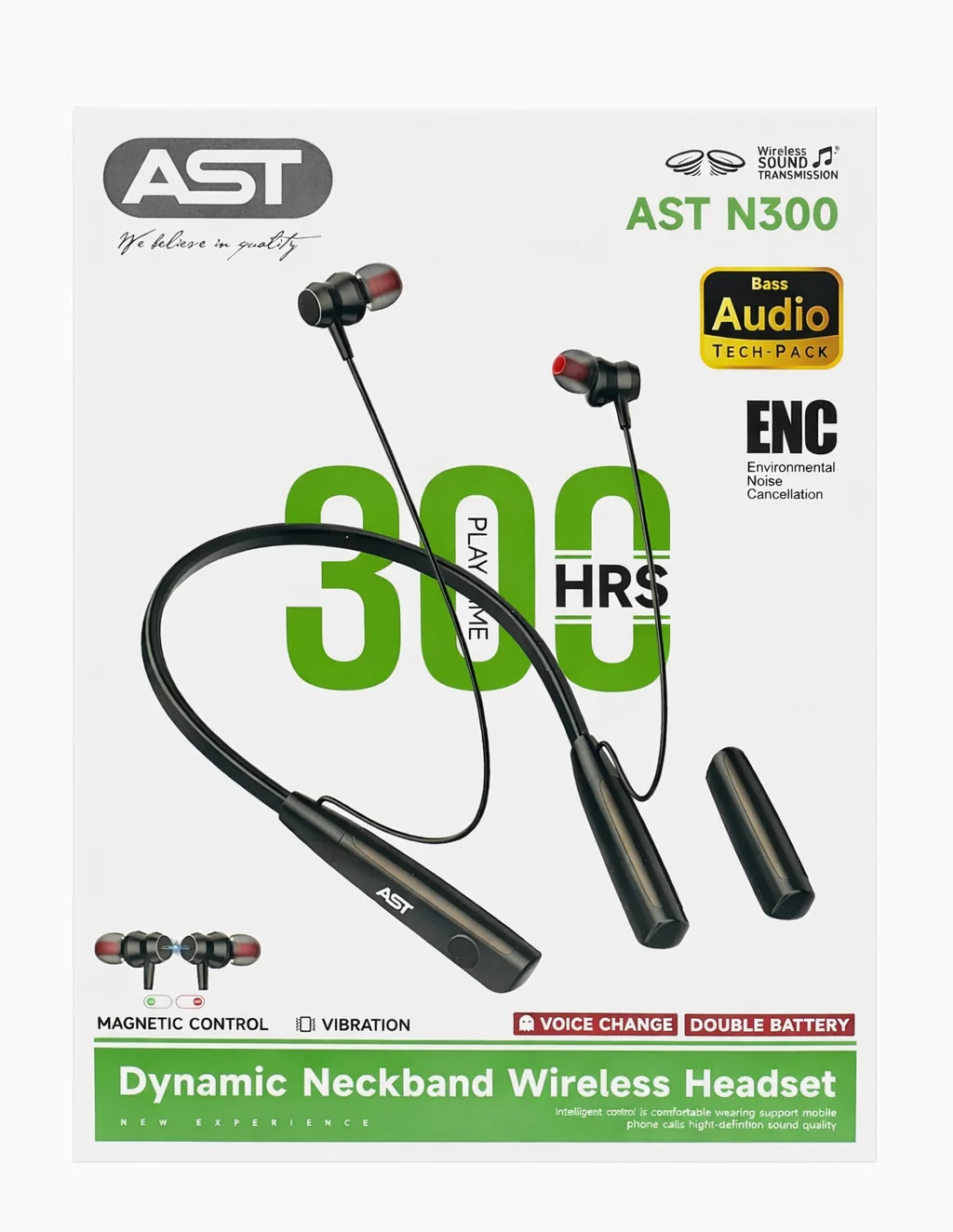 AST N300 Backup 300H Wireless Bluetooth Neckband