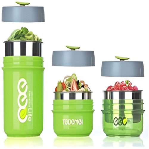 Tedemei 3-in-1 BPA-Free 860 ml Stainless Steel Lunch Box 860 ml