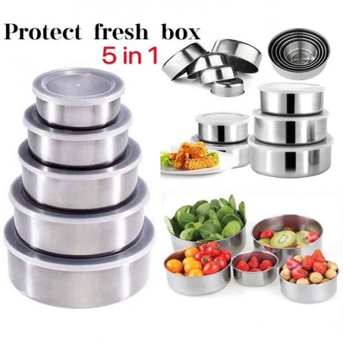 Protect Fresh Food Box 5 in 1 Pieces High Quality Stainless Steel Ware Set