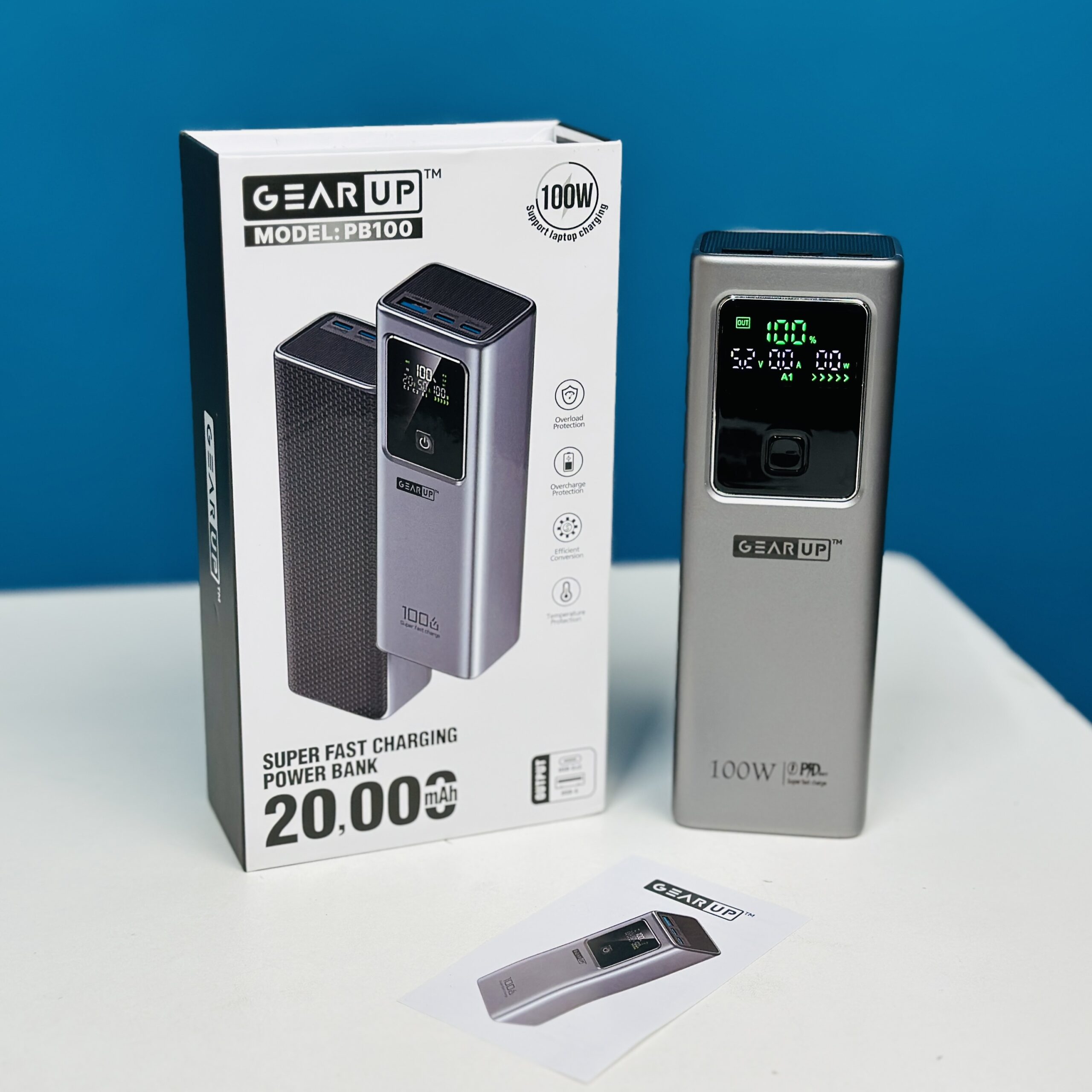 GearUP PB100 100W Super Fast Charger & Fast Power Bank – 20,000mAh