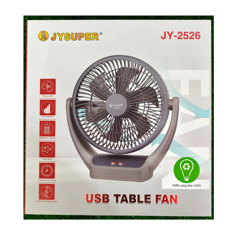 Jy Super jy-2526 Rechargeable 8000mAh 6 Battery Table Fan